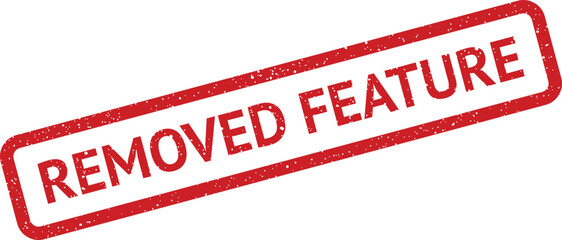 Angled removed feature stamp icon with speckled edges, grunge style, vintage aesthetic