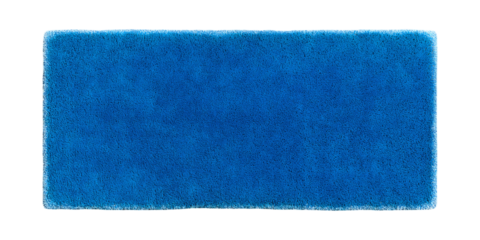 A vibrant blue plush bath mat, an inviting and luxurious accent piece for bathroom decor