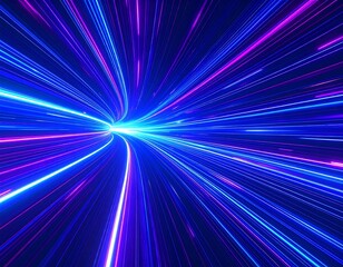 Neon Light Speed Tunnel, Abstract Artwork
