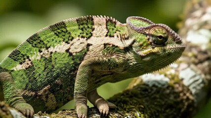 chameleon on tree branch wild animal nature camouflage reptile - Powered by Adobe