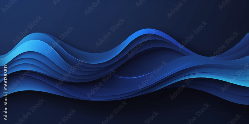 Poster abstract wavy blue background with dynamic motion lines