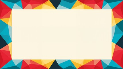 Obraz premium Colorful geometric border design in vibrant hues of red, yellow, blue, and teal.