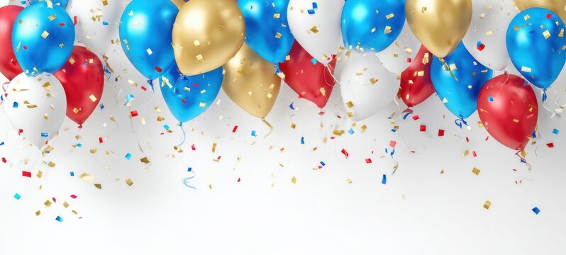 The vibrant balloons and confetti creating a festive celebration atmosphere.