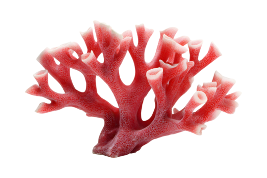 Elegant Red Coral on a transparent backdrop Displaying Intricate Structure and Design