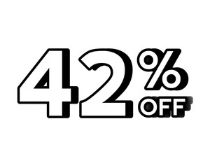 42% percent off text discount label sign symbol  for black Friday or wholesale and business concept on transparent background graphics elements