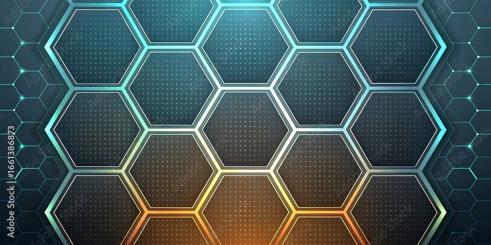 Poster abstract hexagon panel: a captivating composition of geometric shapes, this abstract design boasts a