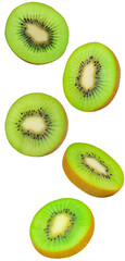 kiwi fruit slices on white background