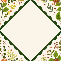 Fototapeta premium Autum Winter Pattern Background Illustration For Cover, Banner, Notes. Fall Winter Aesthetic Background. Plant And Flower Pattern Background.