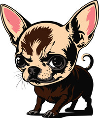 Cute apple head chihuahua dog portrait illustration for advertising