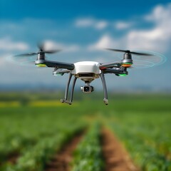 ai drone scanning farmland crops futuristic agriculture technology