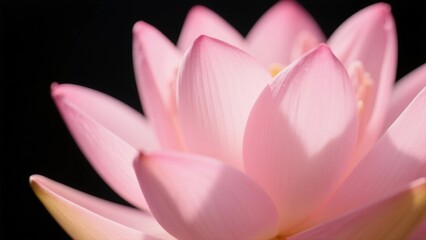 Fototapeta premium Vibrant Pink Lotus Flower Close-Up Against Black Background