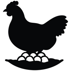 Hen silhouette vector illustration.