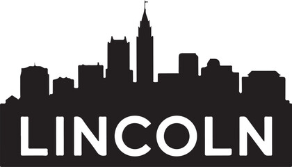 Fototapeta premium Lincoln Nebraska Skyline | Black Vector Silhouette on White Background
