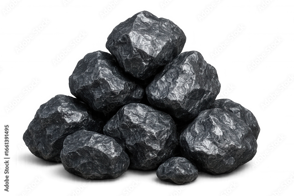 Aufkleber realistic rendering of a pile of dark rocks forming a pyramid shape, isolated on transparent backgro