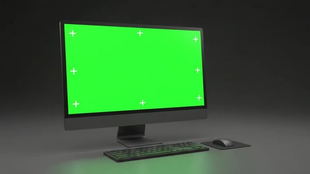 Modern desktop computer with keyboard and mouse on dark background