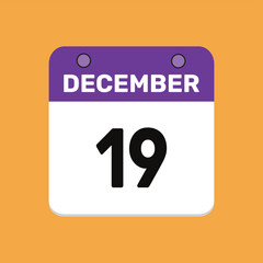 19 december calender icon text page monthly web design.