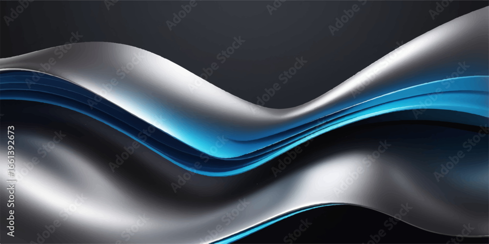 Poster abstract blue wave background with dynamic swirling lines
