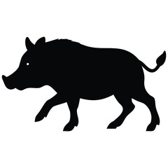 Wild boar silhouette vector illustration.
