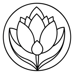 Fototapeta premium Tulip Garden Mandala Line Art Coloring Page