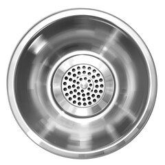 Photo of stainless steel sink drain isolated on transparent background