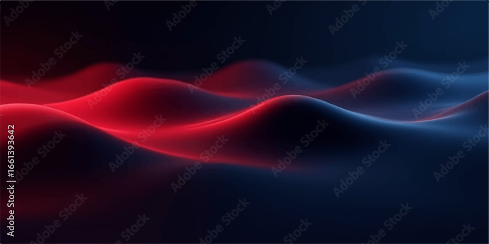 Poster abstract flowing red and blue waves with smooth silk texture form a dynamic wallpaper design