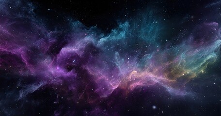 Fototapeta premium Abstract nebulae in deep space, swirling clouds of vibrant colors against a backdrop of scattered stars