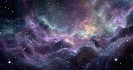 Obraz premium Vast expanse of nebulae, swirling clouds of cosmic dust and gas, scattered stars