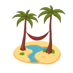 Photo of cartoon-style small island isolated on transparent background