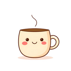 Obraz premium Photo of illustration of a coffee cup with a smiling face isolated on transparent background