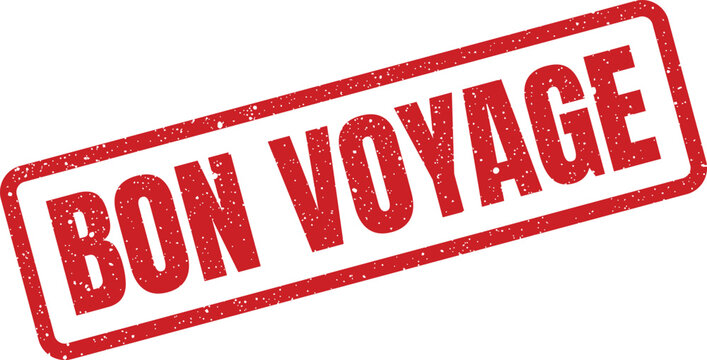 Distressed Bon Voyage message with grunge border, vacation typography for travel designs