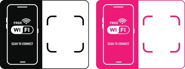 scan to connect Wi-Fi. free wifi design. Clearly instructs viewers to scan for network access. Wireless Internet Access. Quick Response code
