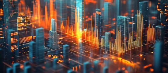 Abstract Cityscape with Glowing Lines and Structures