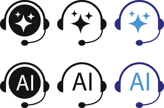 ai customer service icon set. chat headphone sign. Customer Support and Communication. Ideal for virtual help tools
