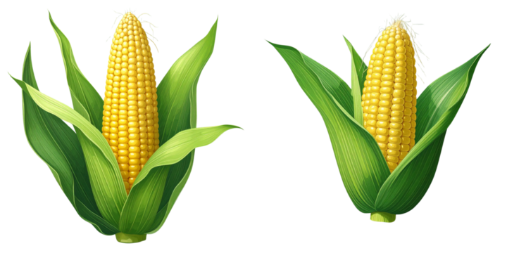 Ripe Green Corn  Isolated on Transparent Background PNG