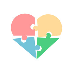 Heart jigsaw icon flat vector design