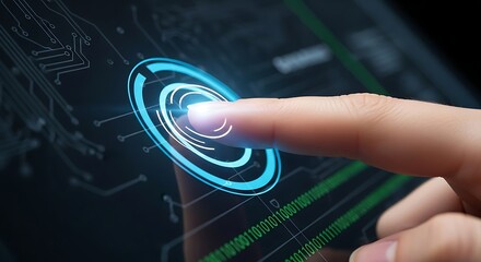 Fingertip Activating Futuristic Blue Interface