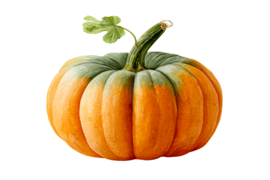 Vibrant orange pumpkin with green stem