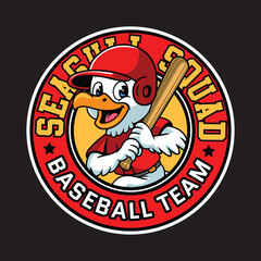 Seagull Baseball Sport Mascot in Cartoon Emblem Illustration