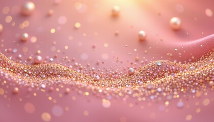 golden blush theme with soft rose with metallic gold, gradient with sparkling dust, glowing pearl highlights, macro golden glow, warm and welcoming