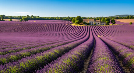 Fototapeta premium 4k lavender field landscape in provence france with blue sky