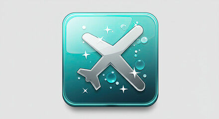 Fototapeta premium airplane icon on blue background