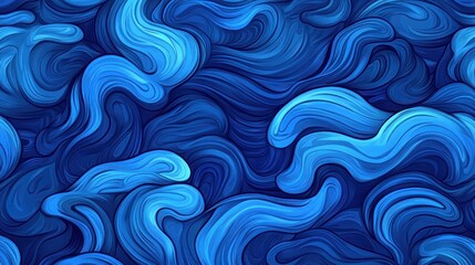 Abstract blue liquid swirls seamless pattern background.