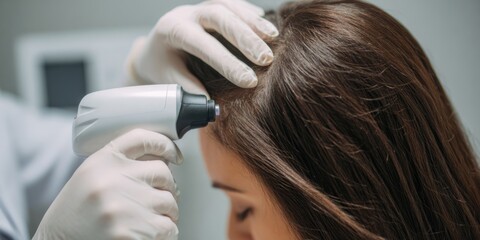 Professional consultation for scalp examination and hair health assessment in a clinical setting