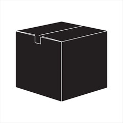 Closed square cardboard box silhouette on a white background packaging cube
