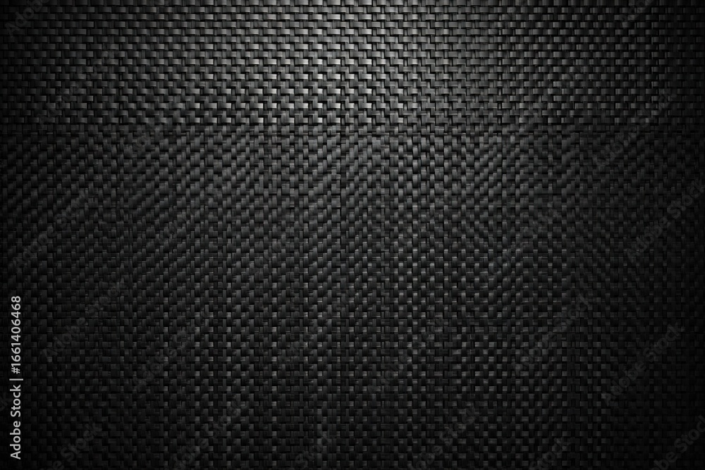 Poster Black woven texture showcases intricate patterns and depth in a modern setting under soft lighting