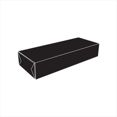 Long rectangular black box silhouette on a white background packaging product