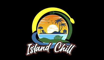 Island chill restaurant logo full editable
