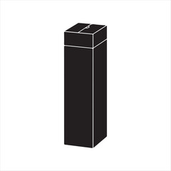 Tall rectangular black box silhouette on a white background packaging product