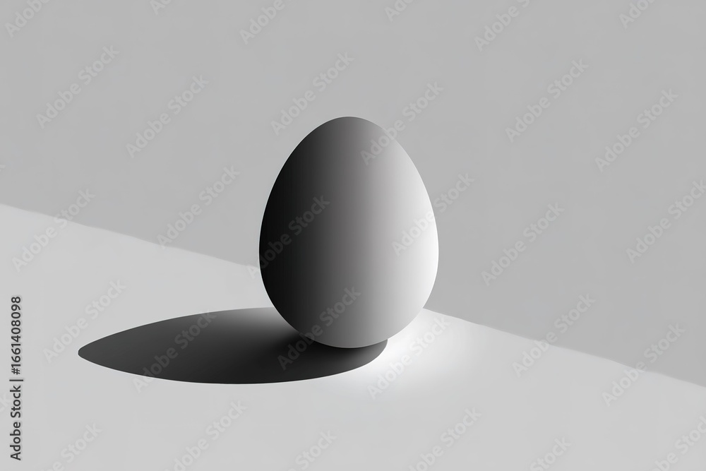 Aufkleber smooth gray egg resting on a flat surface with soft shadows in minimalist lighting