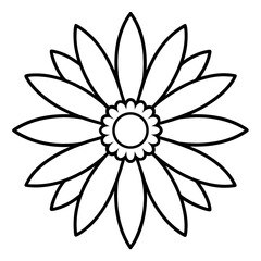 Daisy Flower Mandala Line Art Coloring Page